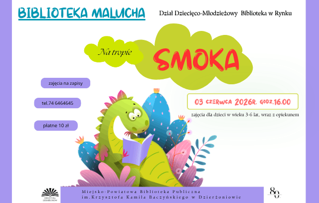 plakat o zajęciach w Bibliotece Malucha